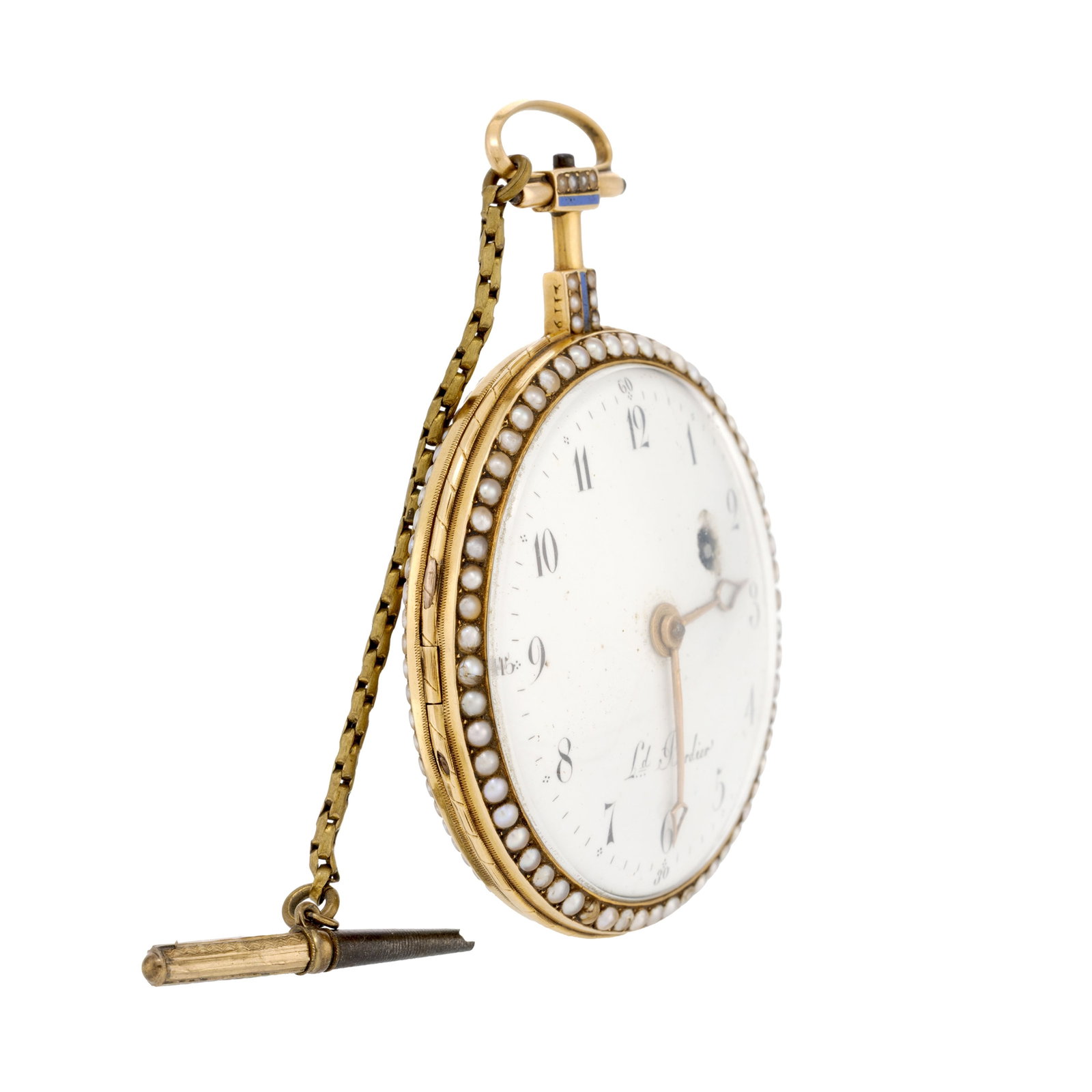 Léonard Bordier, montre de poche à coq en or ornée d'une scène émaillé - 3