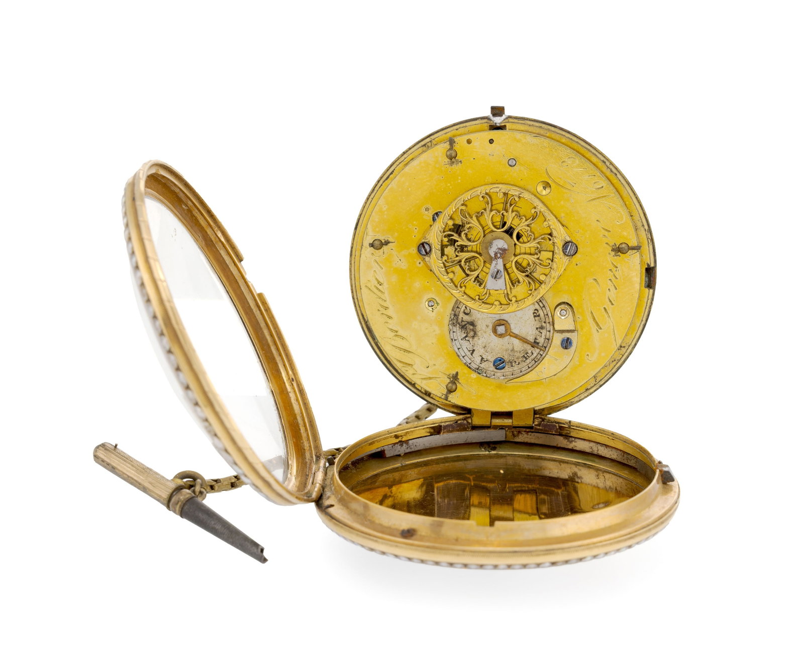 Léonard Bordier, montre de poche à coq en or ornée d'une scène émaillé - 4