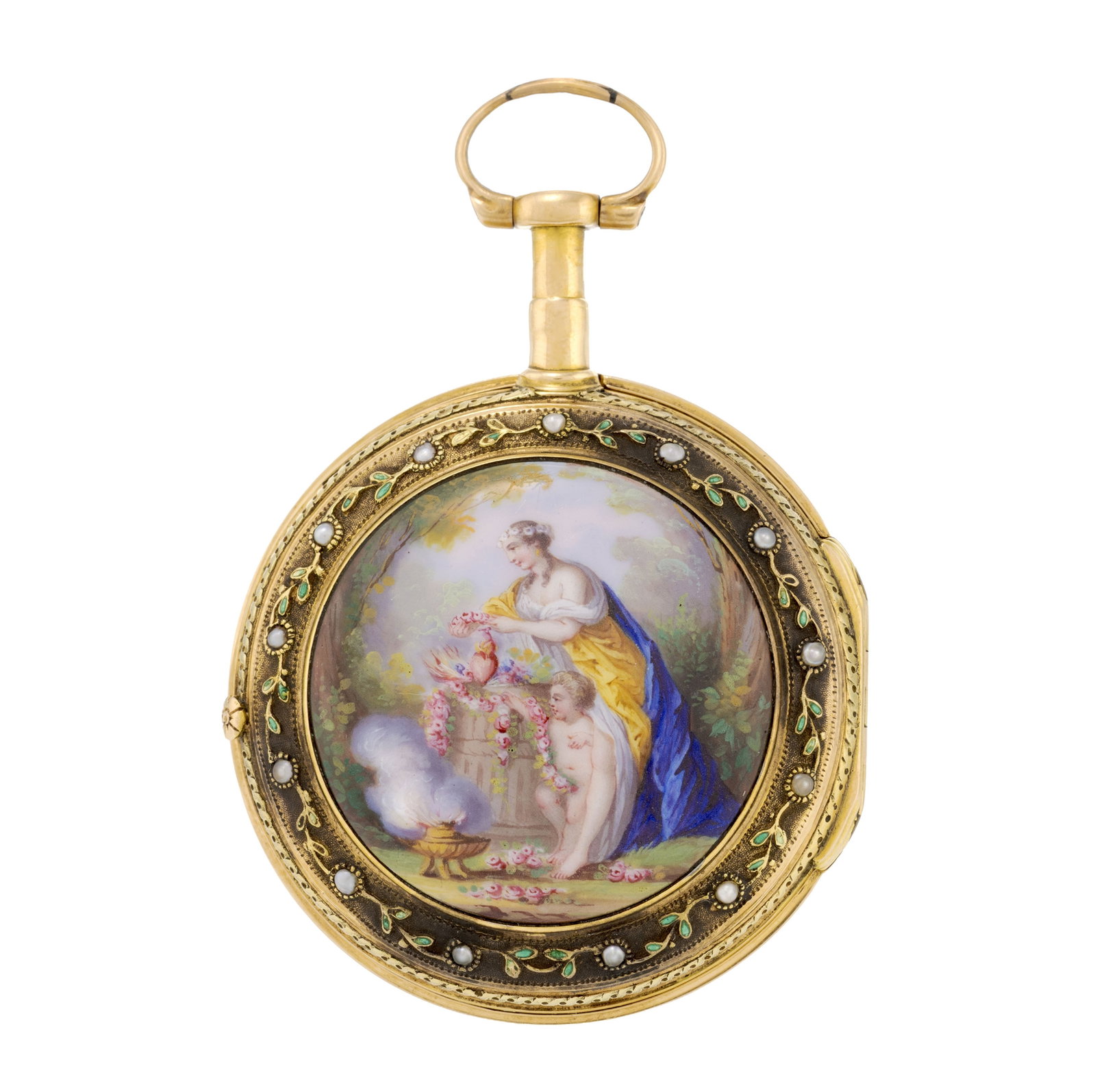 Hessen à Paris, montre de poche à coq 2 ors 750 ornée d'une scène émaill - 2