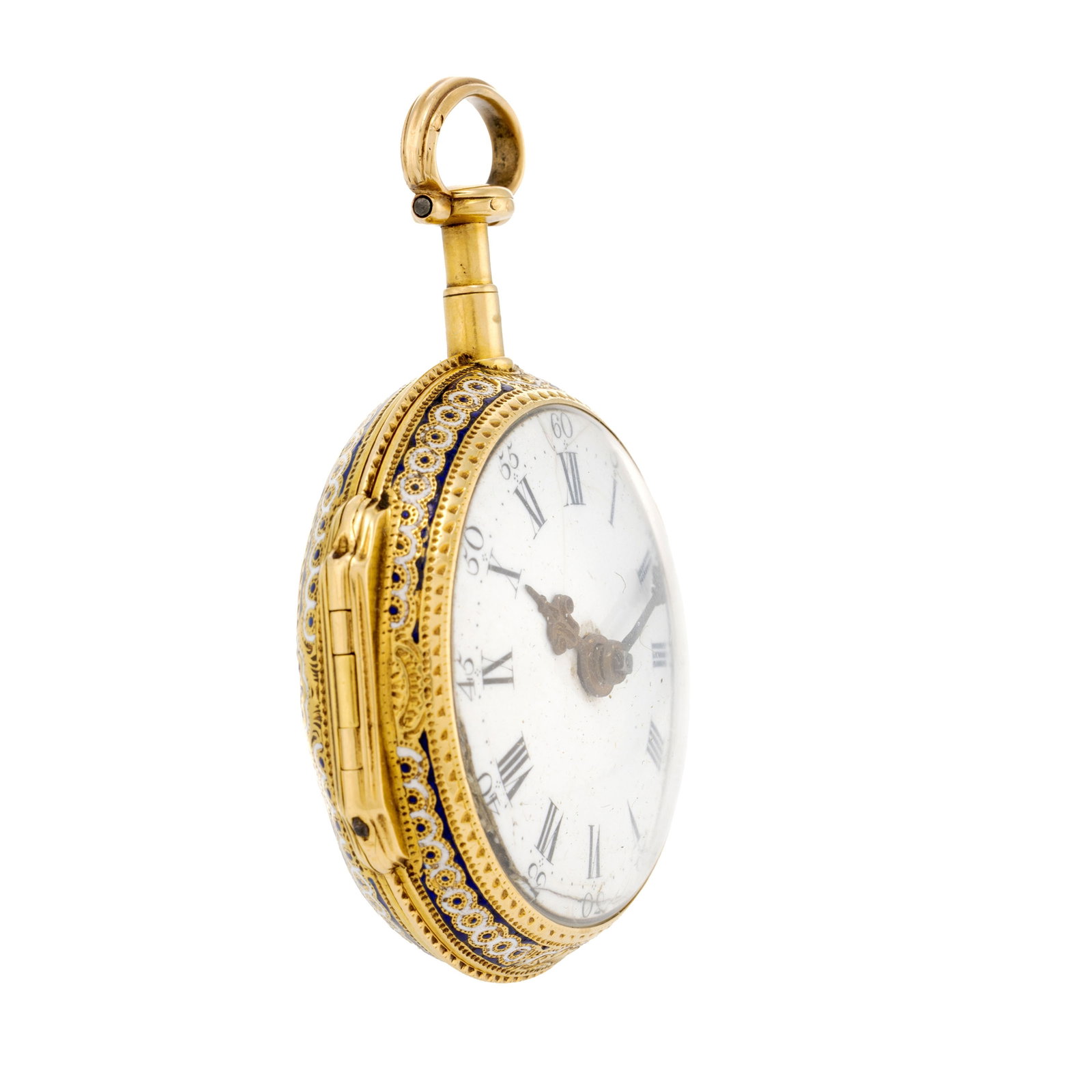 Jefferys & Jones London, montre de poche à coq en or 750 et émail ornée d'un portrait - 3
