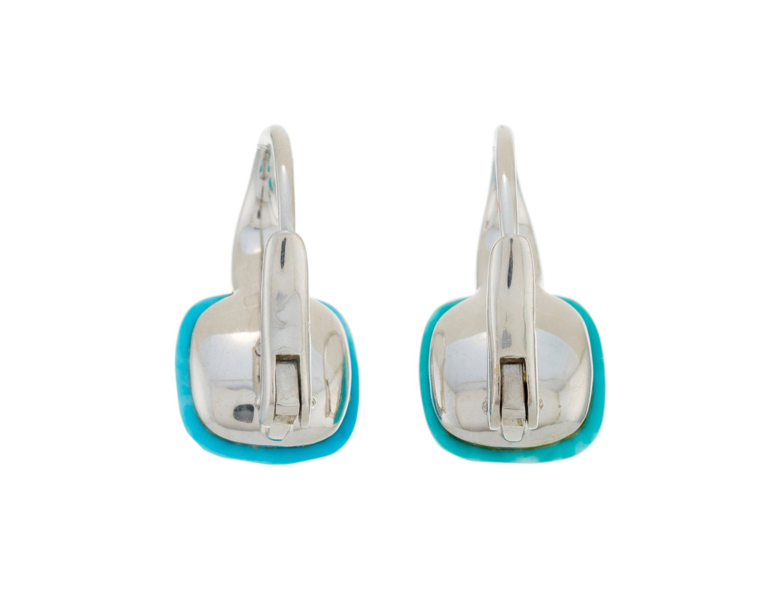 Pomellato, Capri, paire de boucles d'oreilles or gris 750 ornées de deux turquoises facetté - 3