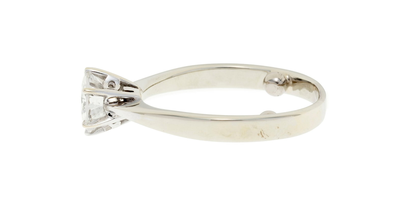 Solitaire en or gris 750 serti d'un diamant taille brillant (env. 1.1 ct), doigt environ 55-15 - 2