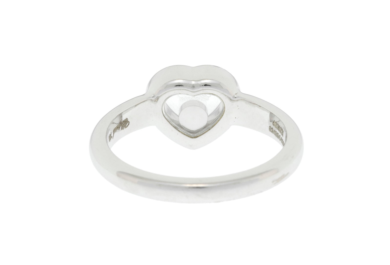 Chopard, Happy Diamonds, bague cœur or gris 750 ornée d'un diamant mobile entre deux plaqu - 3