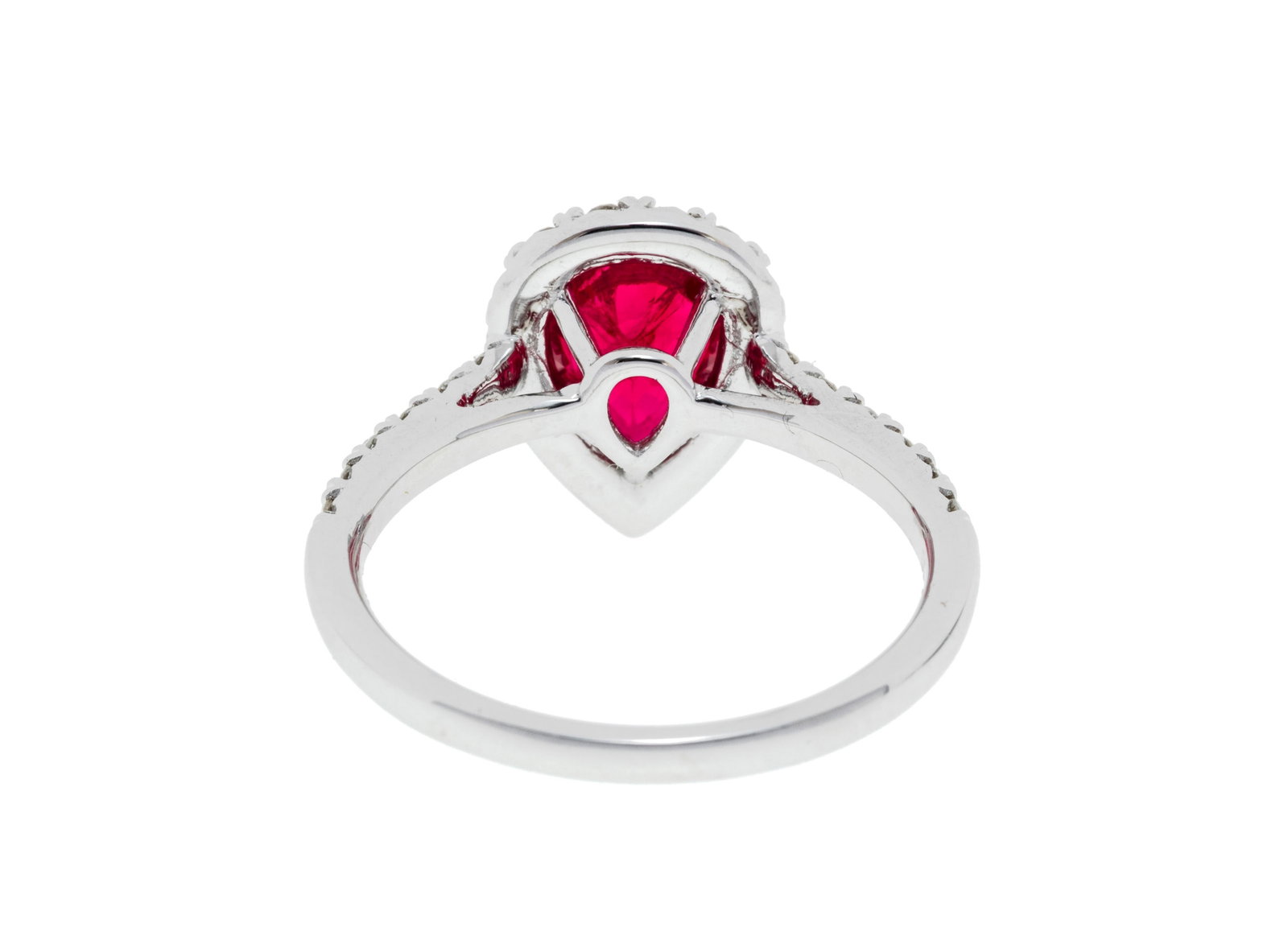 Bague or gris 750 sertie d'un rubis du Mozambique taille poire de 1.092 carat, chauffé, selon l - 3