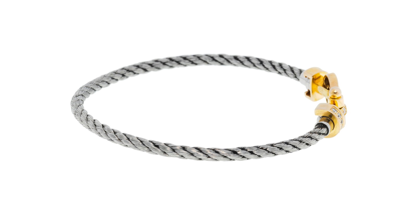 Fred, Force 10, centre de bracelet or rose 750 serti de diamants taille brillant avec ses deux cordo - 3