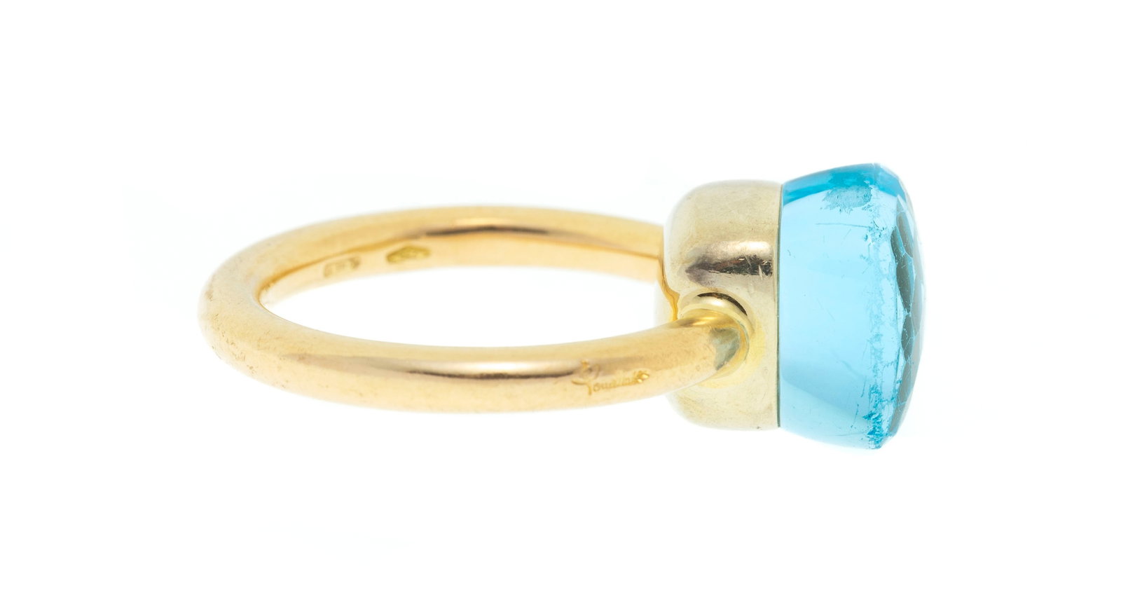 Pomellato, Nudo, bague or 750 sertie d'une topaze facettée, signée, doigt 52-12 - 2