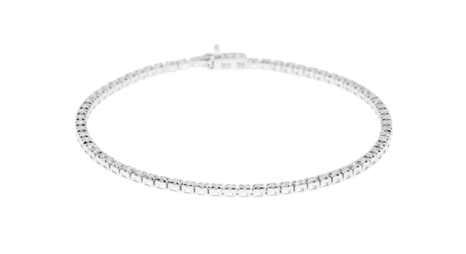 Bracelet rivière en or gris 750 serti de diamants taille brillant, long. 17.3 cm: Bracelet rivière en or gris 750 serti de diamants taille brillant, long. 17.3 cm Condition Très bon état général.