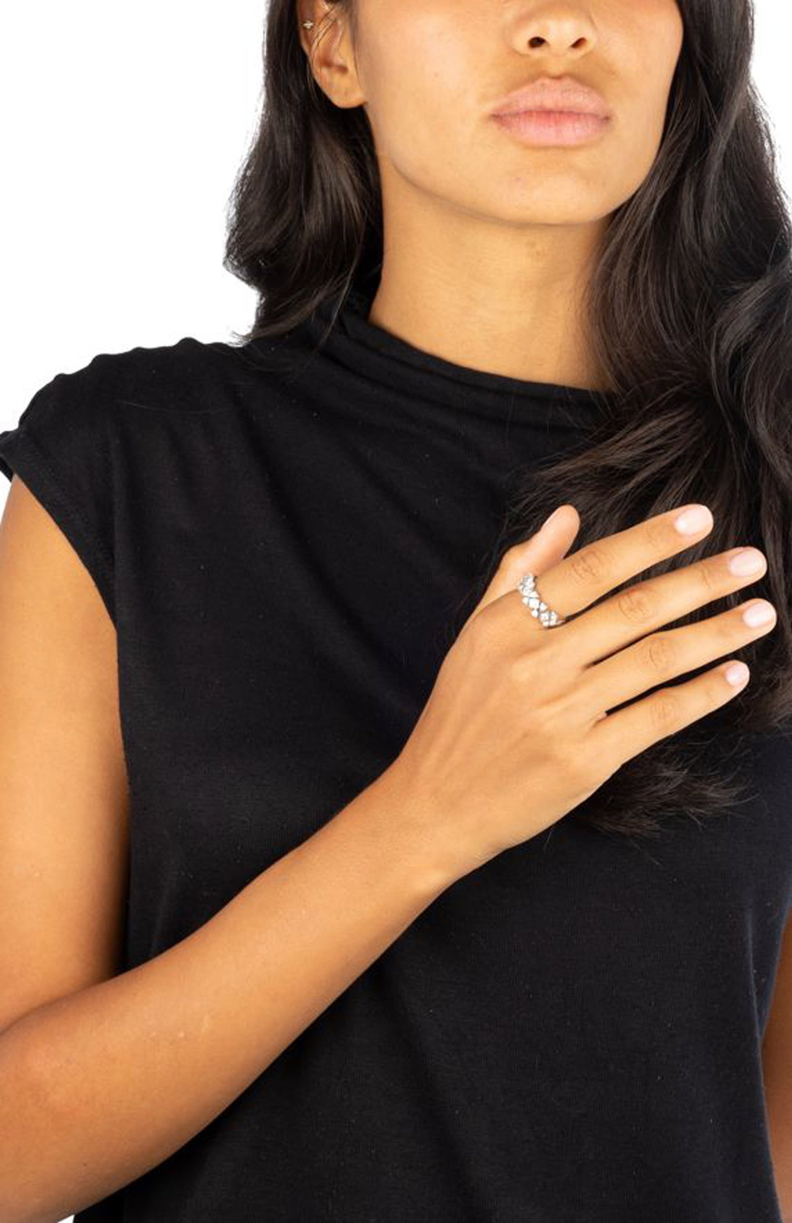 Marika, bague semi rigide or gris 750 sertie de diamants taille brillant, signée, doigt 56-16,  - 5