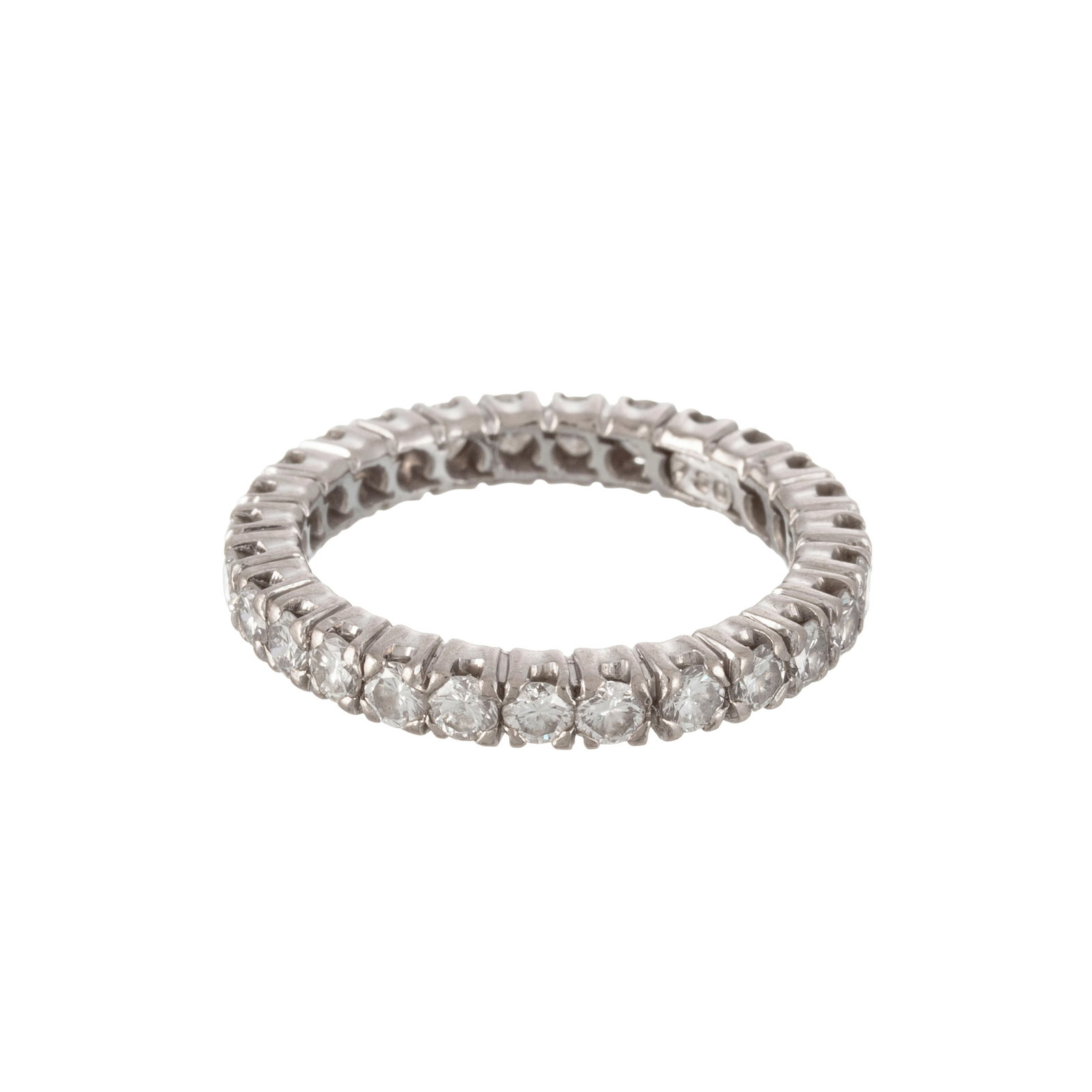 Anneau rivière or gris 750 serti de diamants taille brillant, doigt 49-9 Les béné - 2