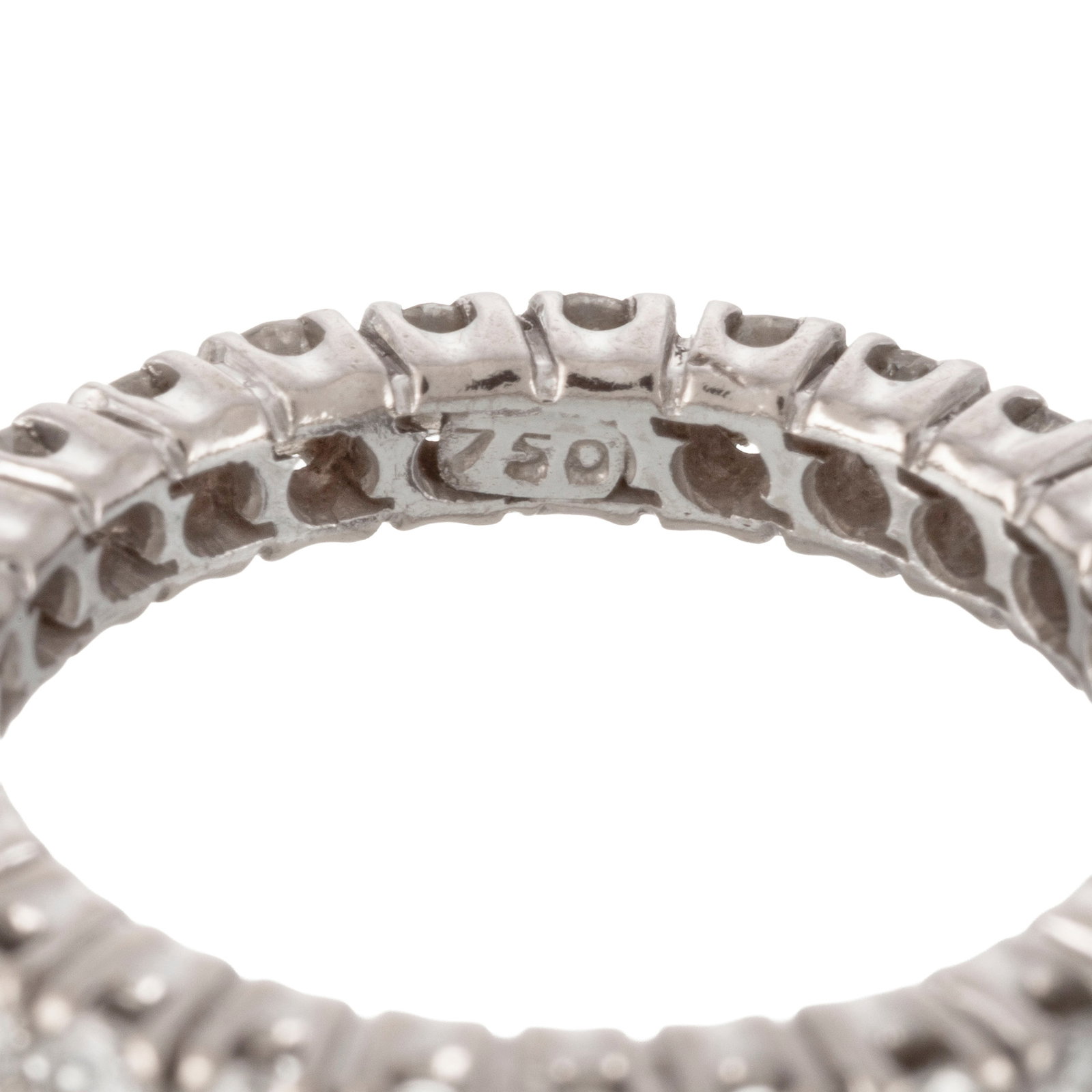 Anneau rivière or gris 750 serti de diamants taille brillant, doigt 49-9 Les béné - 3