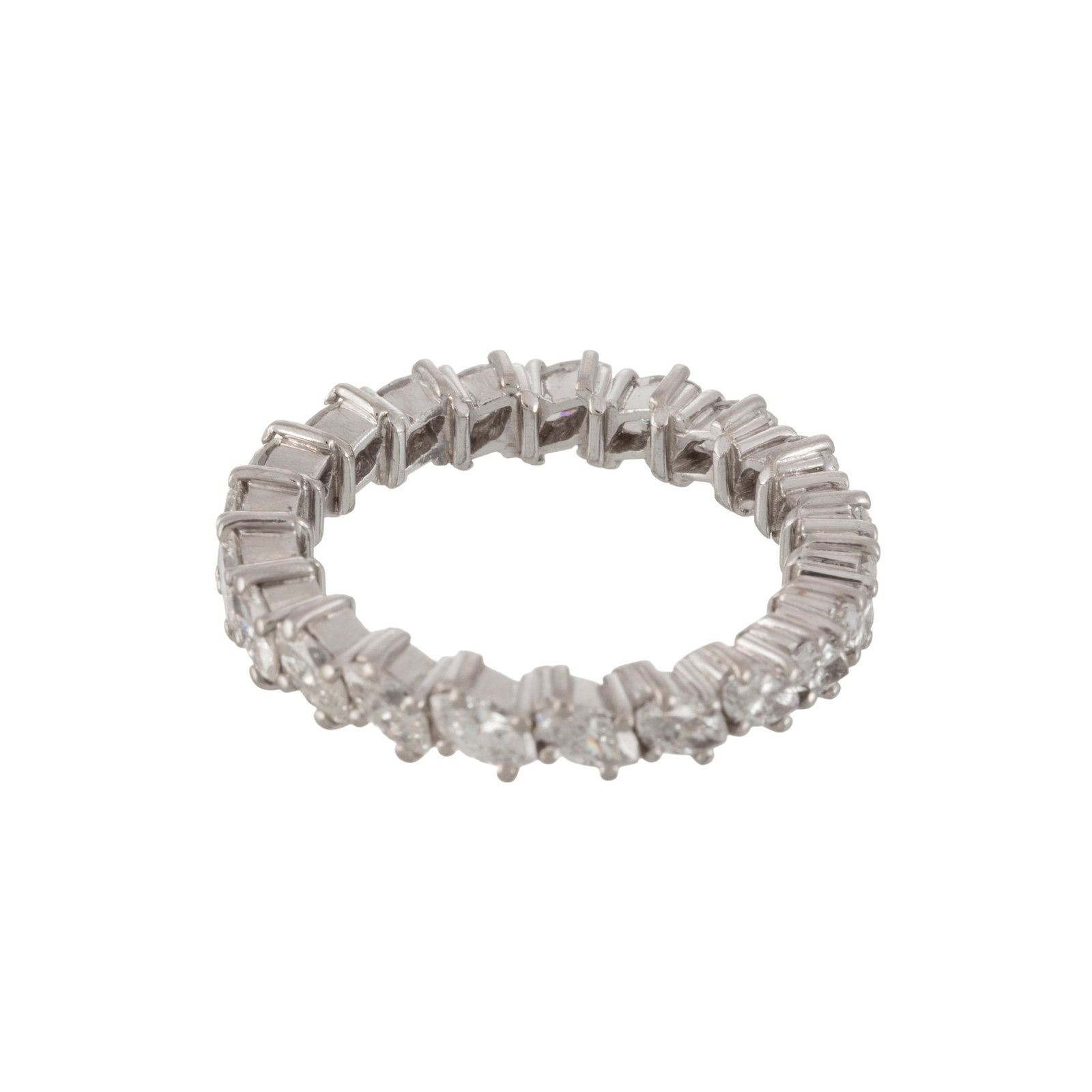 Anneau rivière or gris 750 serti de diamants taille marquise, doigt 47-7 Les béné - 3