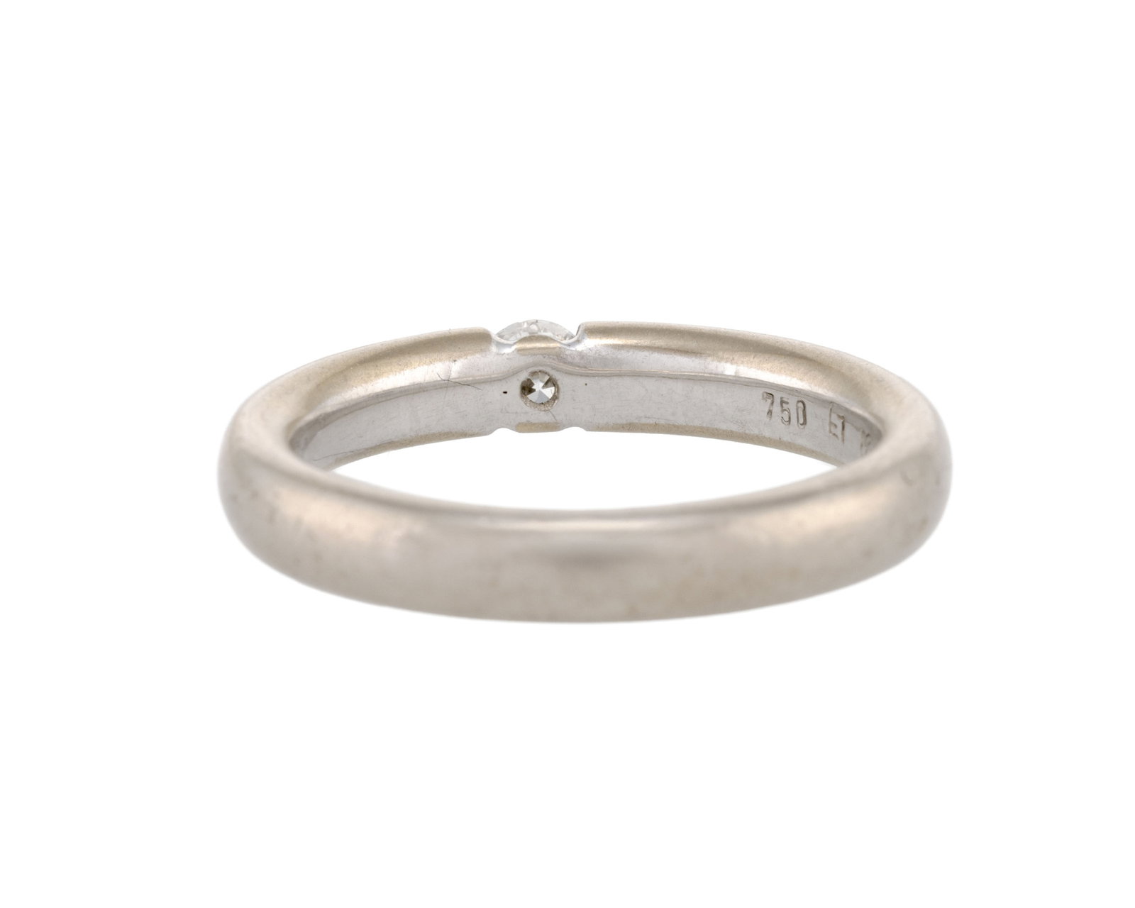 Bague jonc or gris 750 sertie d'un diamant taille brillant, doigt 53.5-13.5, 6g - 3