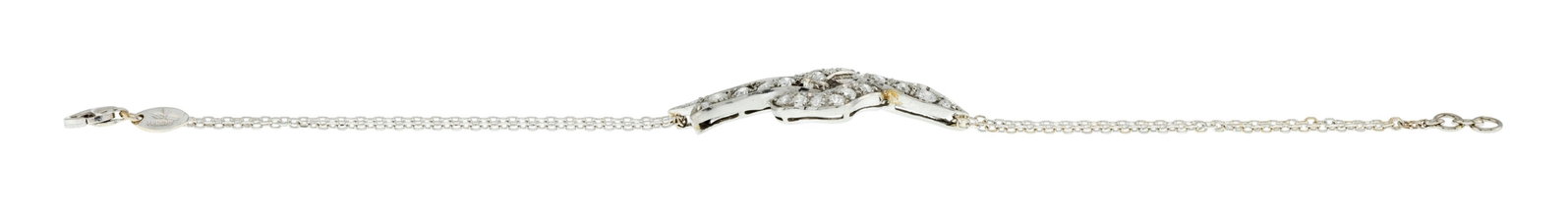Bracelet en or gris 750 à maille forçat orné d'un motif nœud serti de diamants t - 2