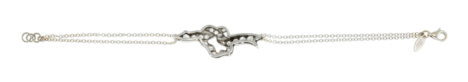 Bracelet en or gris 750 à maille forçat orné d'un motif nœud serti de diamants t - 3