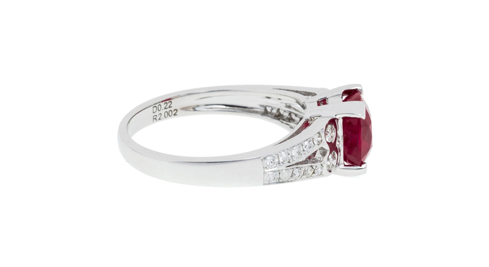 Bague or gris 750 sertie d'un rubis birman taille coussin de 2.002 carats, chauffé, selon le ra - 2