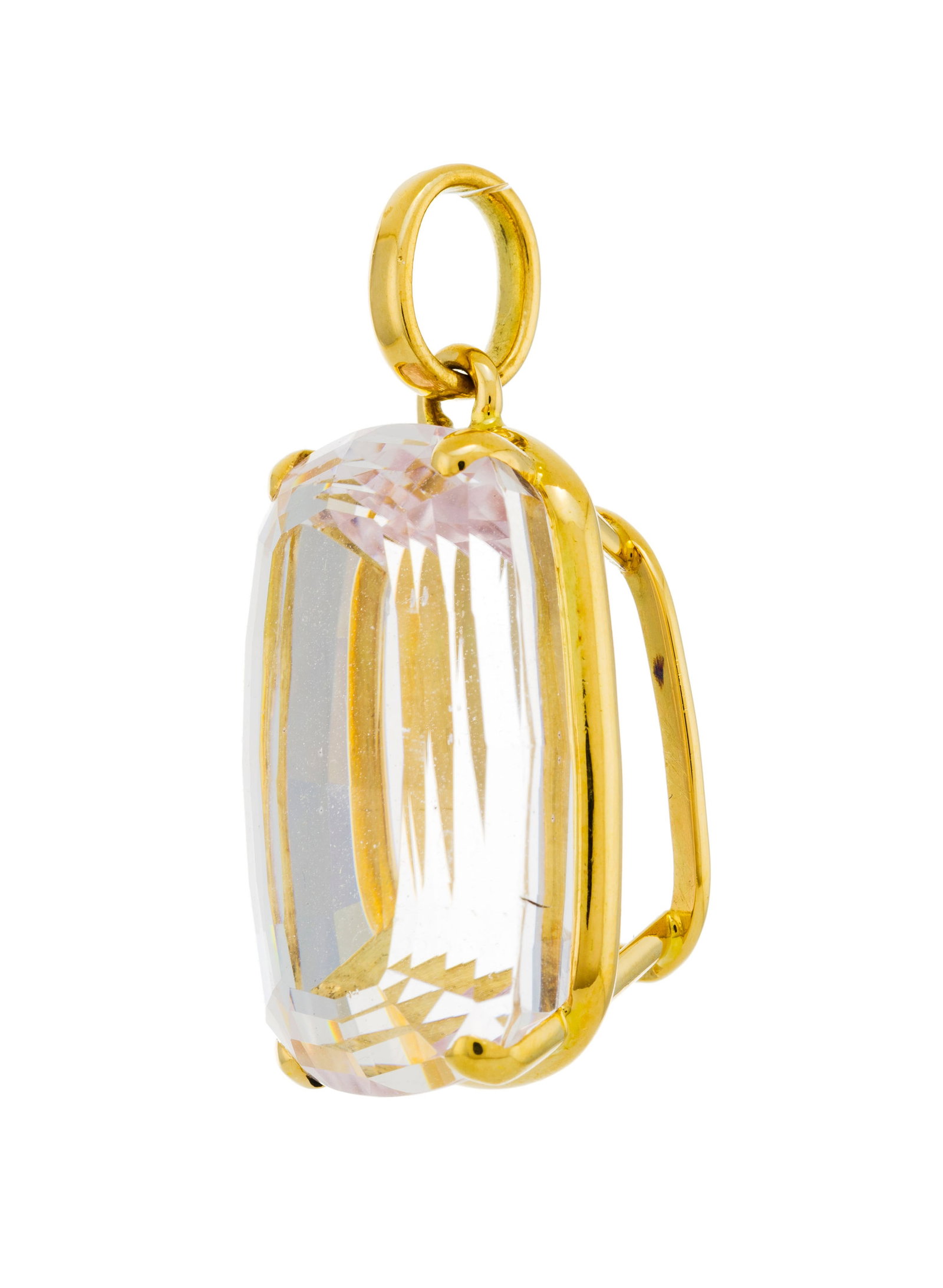 Pendentif or 750 serti d'une morganite taille coussin rectangulaire (env. 35.6 ct), h. 4 cm, 24g - 2