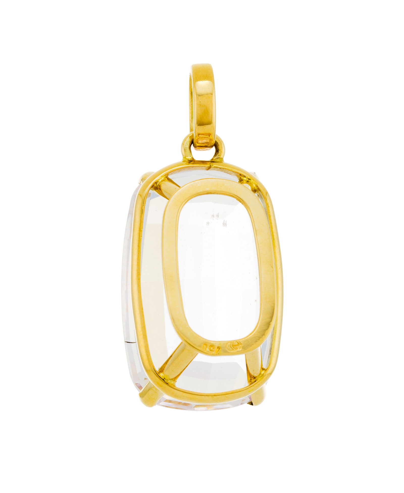Pendentif or 750 serti d'une morganite taille coussin rectangulaire (env. 35.6 ct), h. 4 cm, 24g - 3