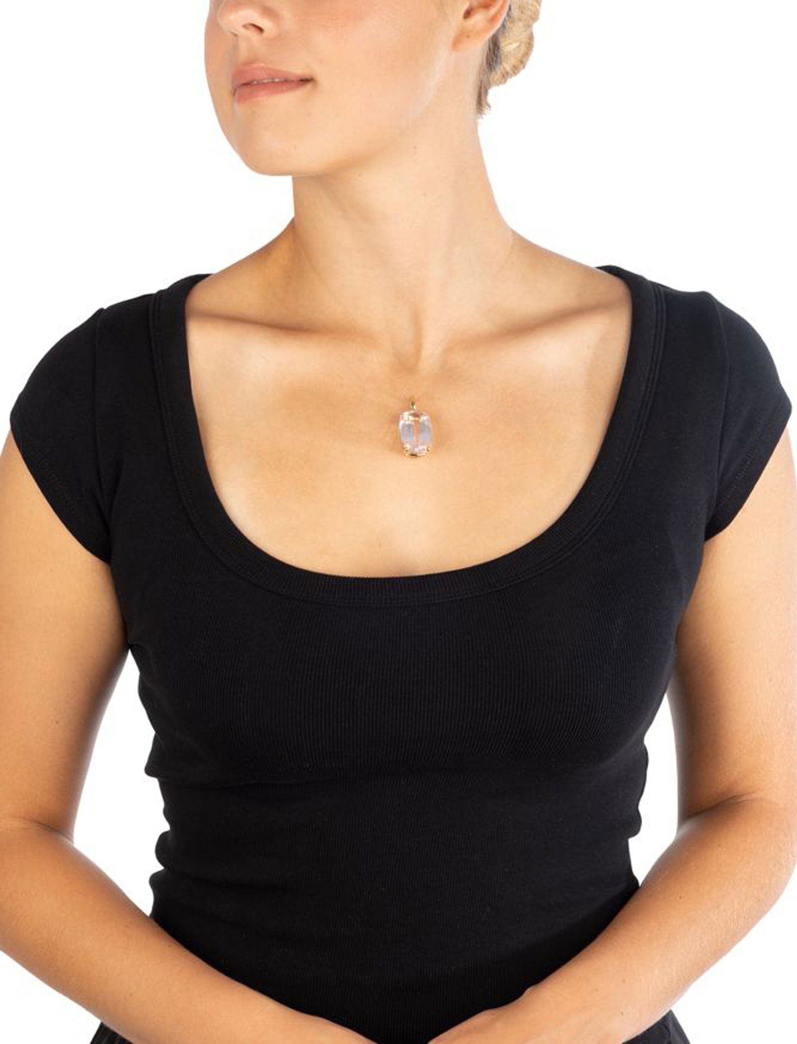 Pendentif or 750 serti d'une morganite taille coussin rectangulaire (env. 35.6 ct), h. 4 cm, 24g - 4