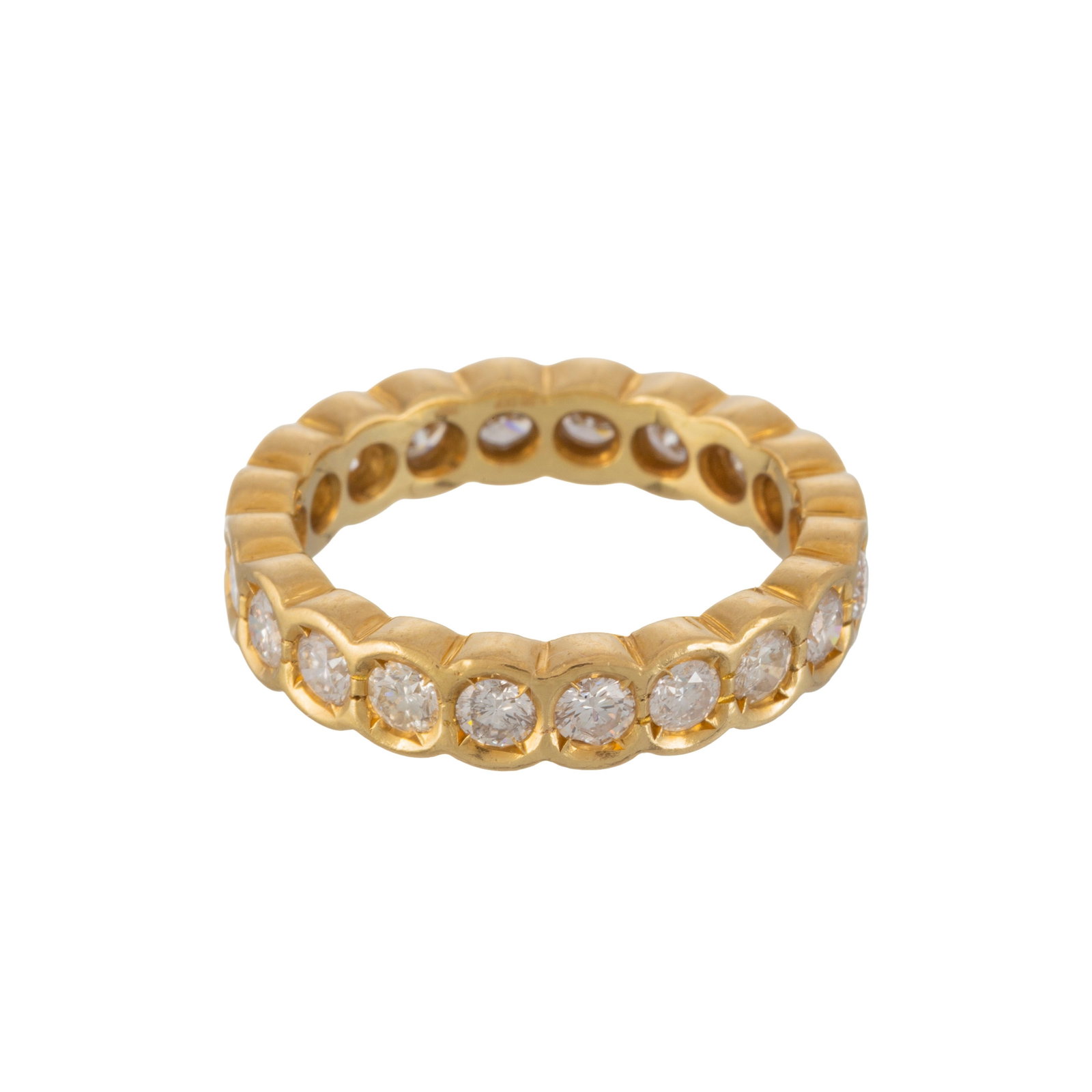 Anneau rivière or 750 serti de diamants taille brillant, doigt 53-13, 5g - 2