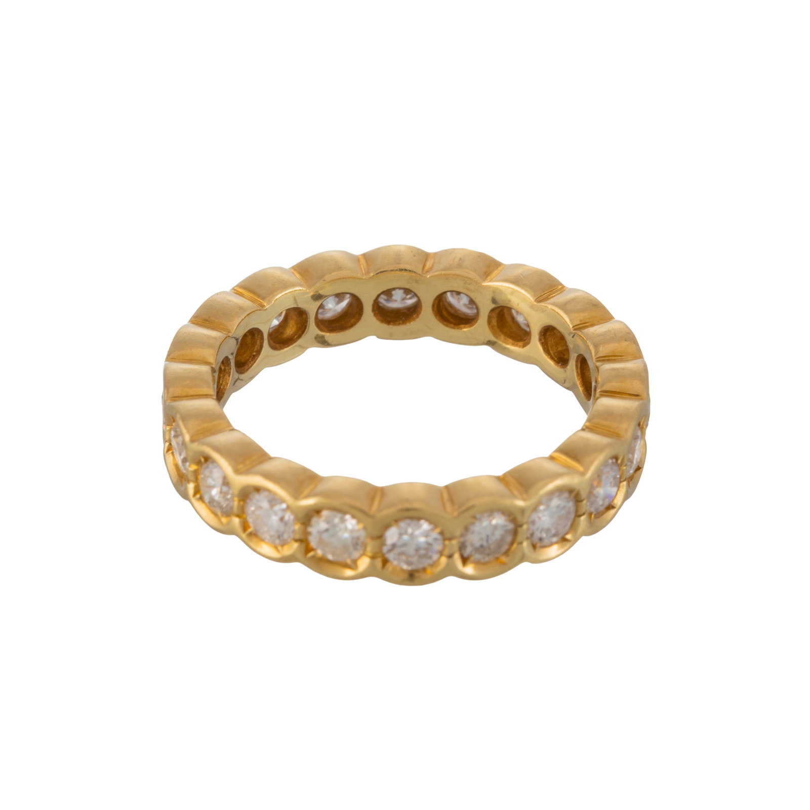 Anneau rivière or 750 serti de diamants taille brillant, doigt 53-13, 5g - 3