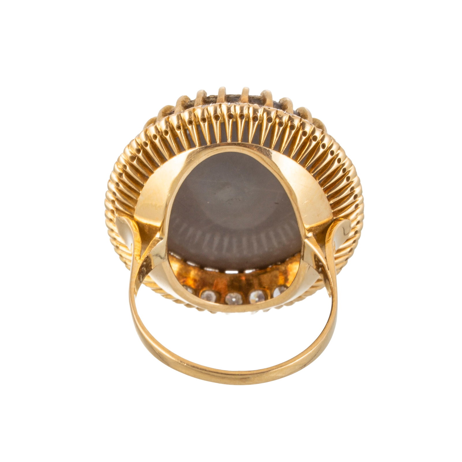 Bague or 750 sertie d'une opale entourée de diamants taille 8/8, doigt 52-12, 7g - 3