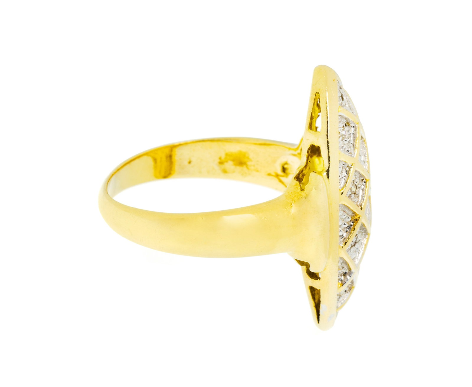 Bague marquise 2 ors 750 sertie de diamants taille 8/8, doigt 53-13, 5g - 2
