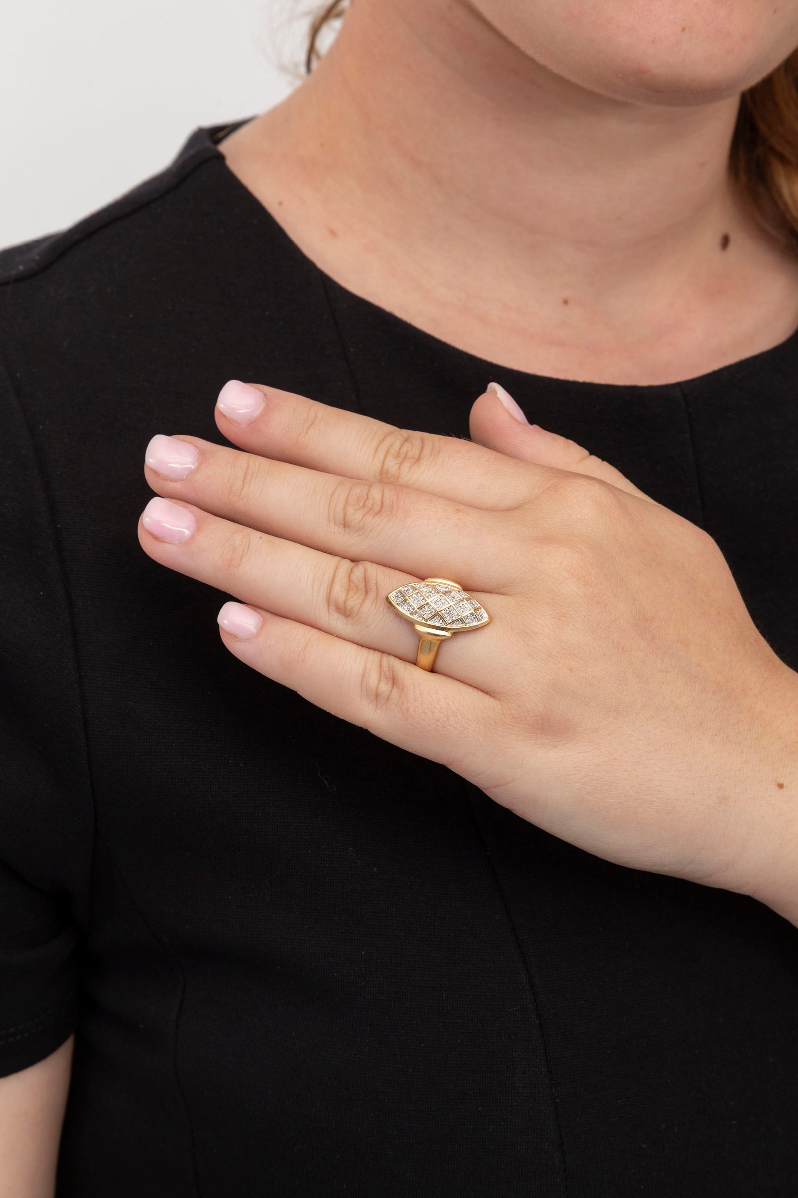 Bague marquise 2 ors 750 sertie de diamants taille 8/8, doigt 53-13, 5g - 4