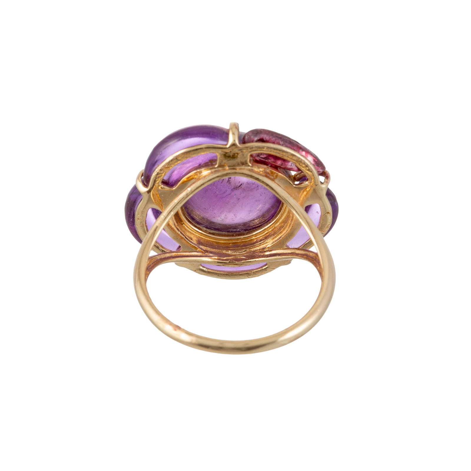 Bague en or 585 sertie de cabochons d'améthyste, doigt 54-14, 6g (dégât) - 3