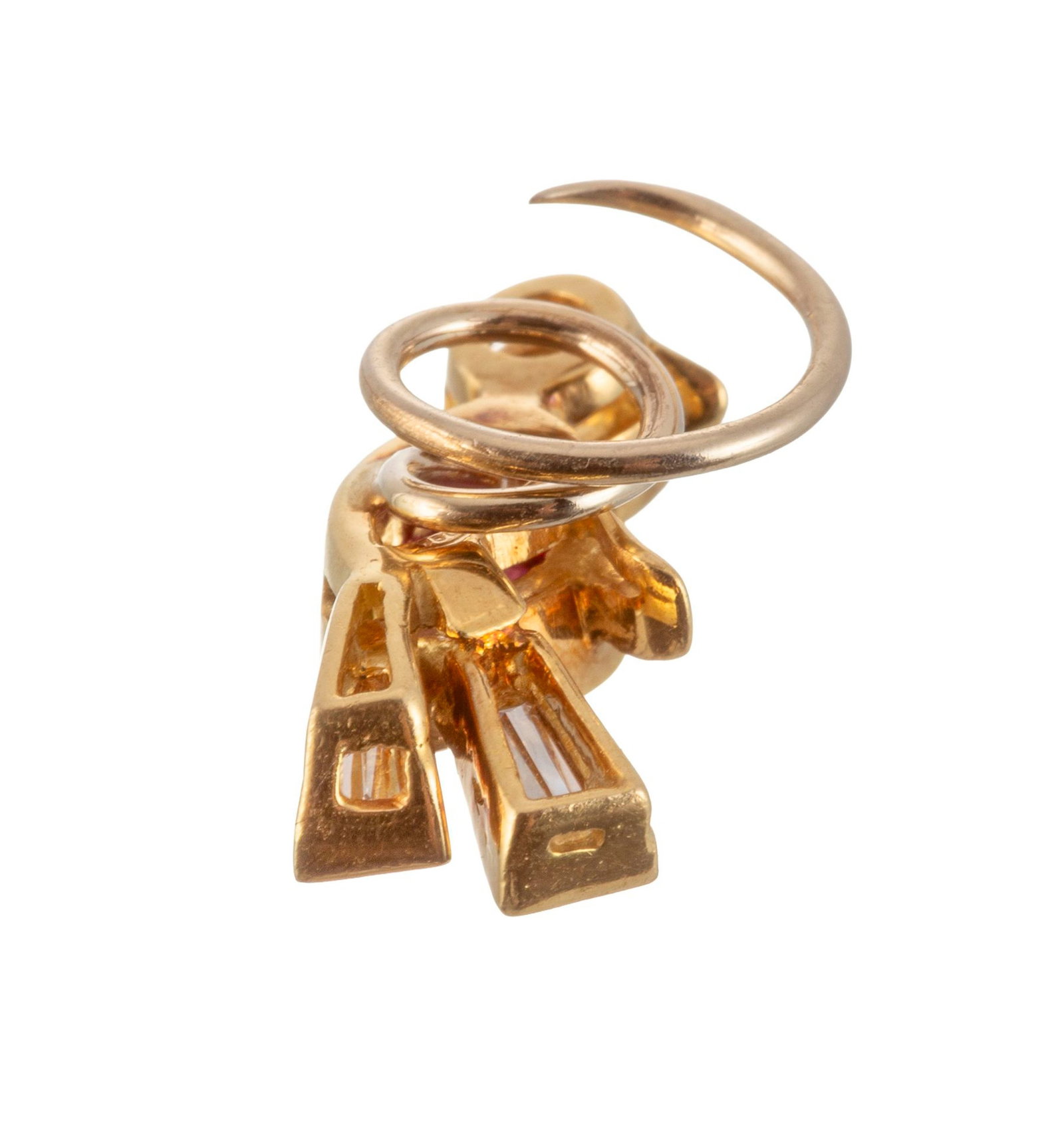 Lot composé d'une bague serpent et d'une broche oiseau or 750 ornées de rubis, la broche s - 5