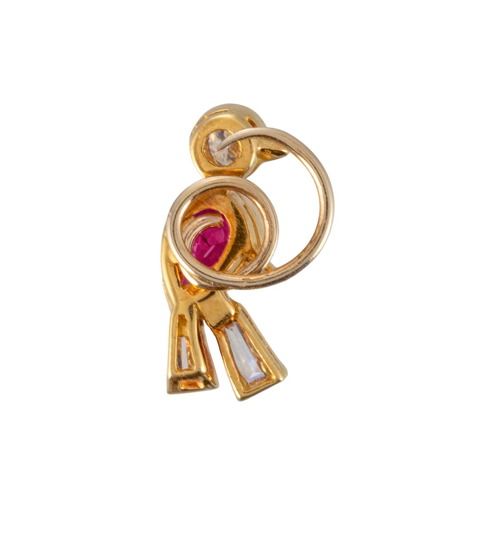 Lot composé d'une bague serpent et d'une broche oiseau or 750 ornées de rubis, la broche s - 7