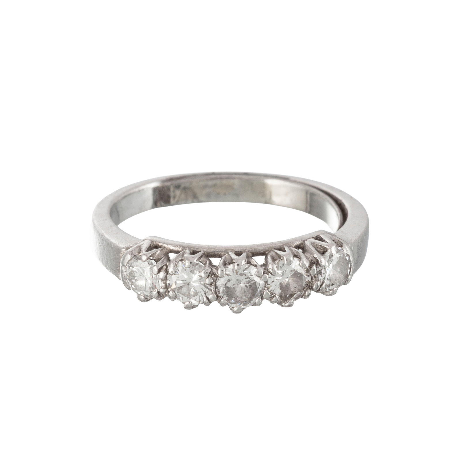 Bague platine sertie de 5 diamants taille brillant, doigt environ 49-9, 4g Les bénéfices  - 2