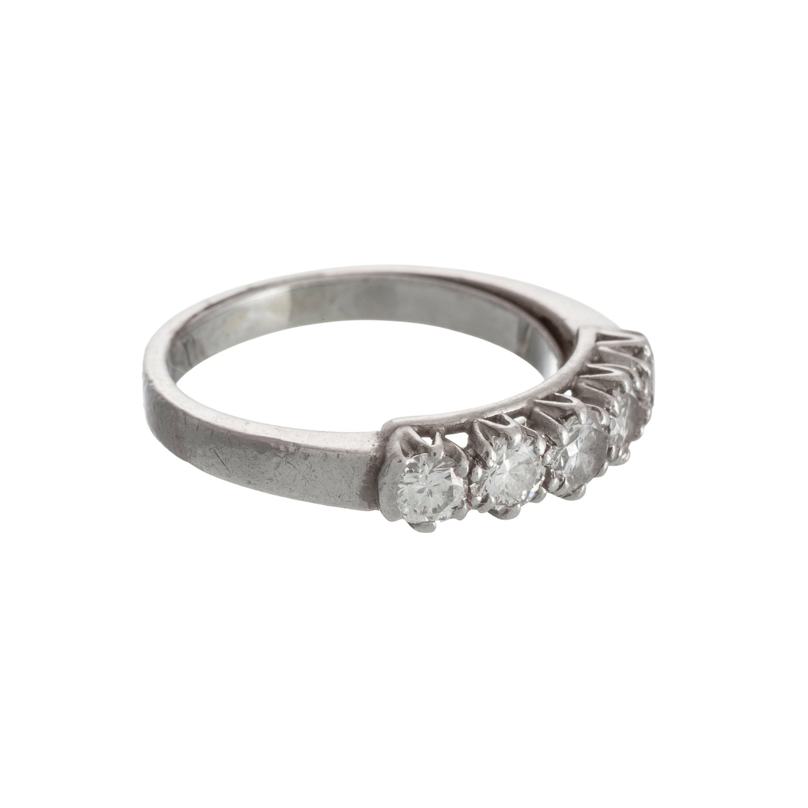 Bague platine sertie de 5 diamants taille brillant, doigt environ 49-9, 4g Les bénéfices  - 3