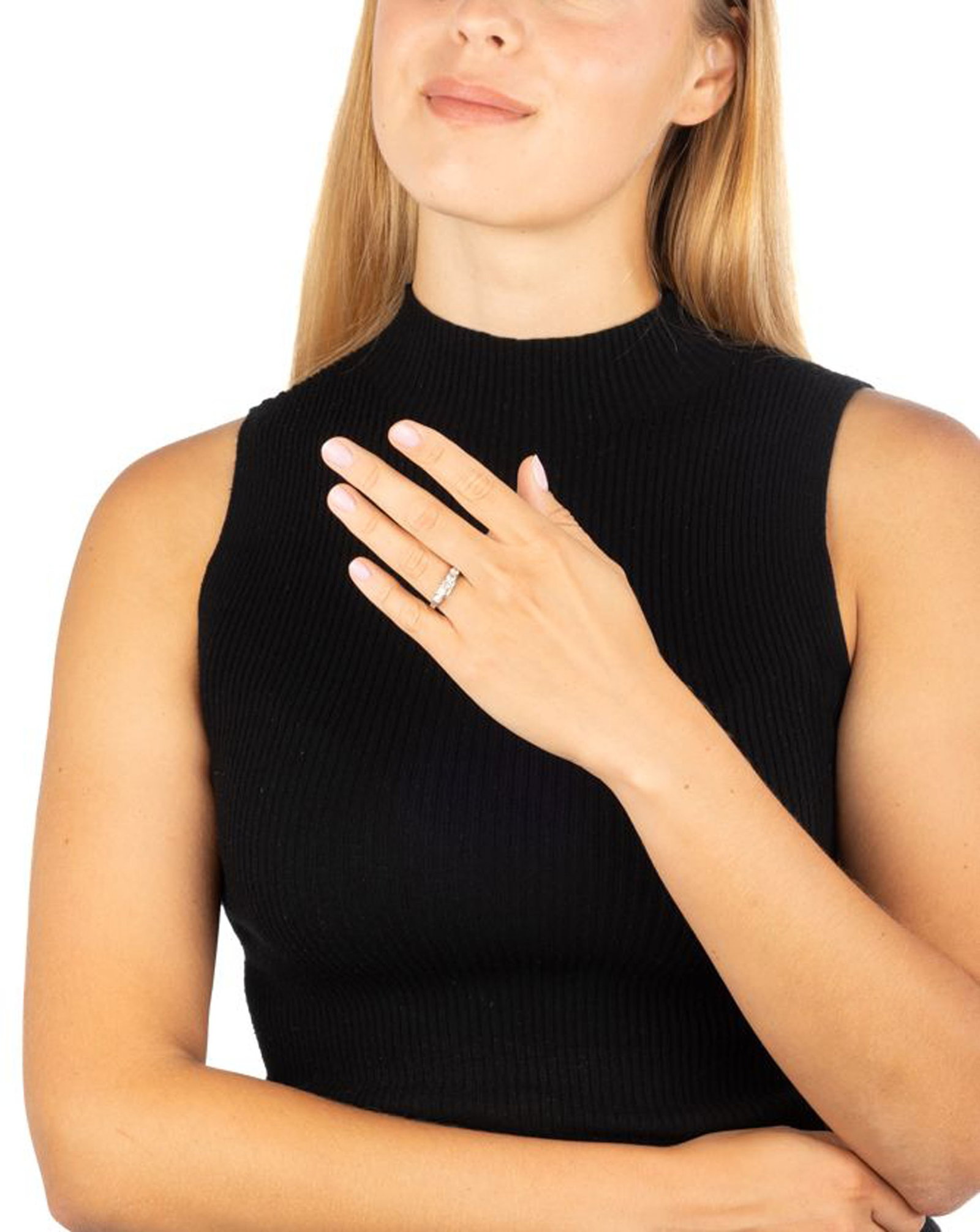Bague platine sertie de 5 diamants taille brillant, doigt environ 49-9, 4g Les bénéfices  - 5