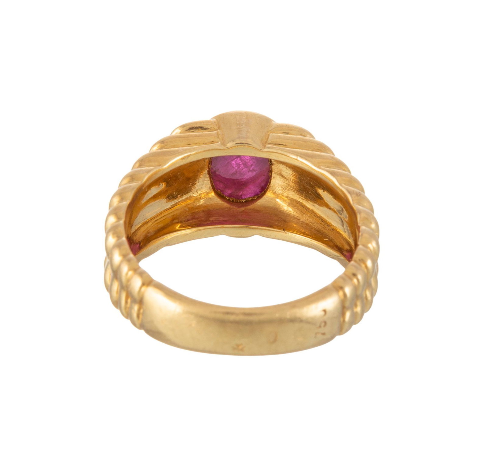 Vacheron Constantin, bague en or 750 godronné sertie d'un rubis, doigt 53-13, 8g - 3