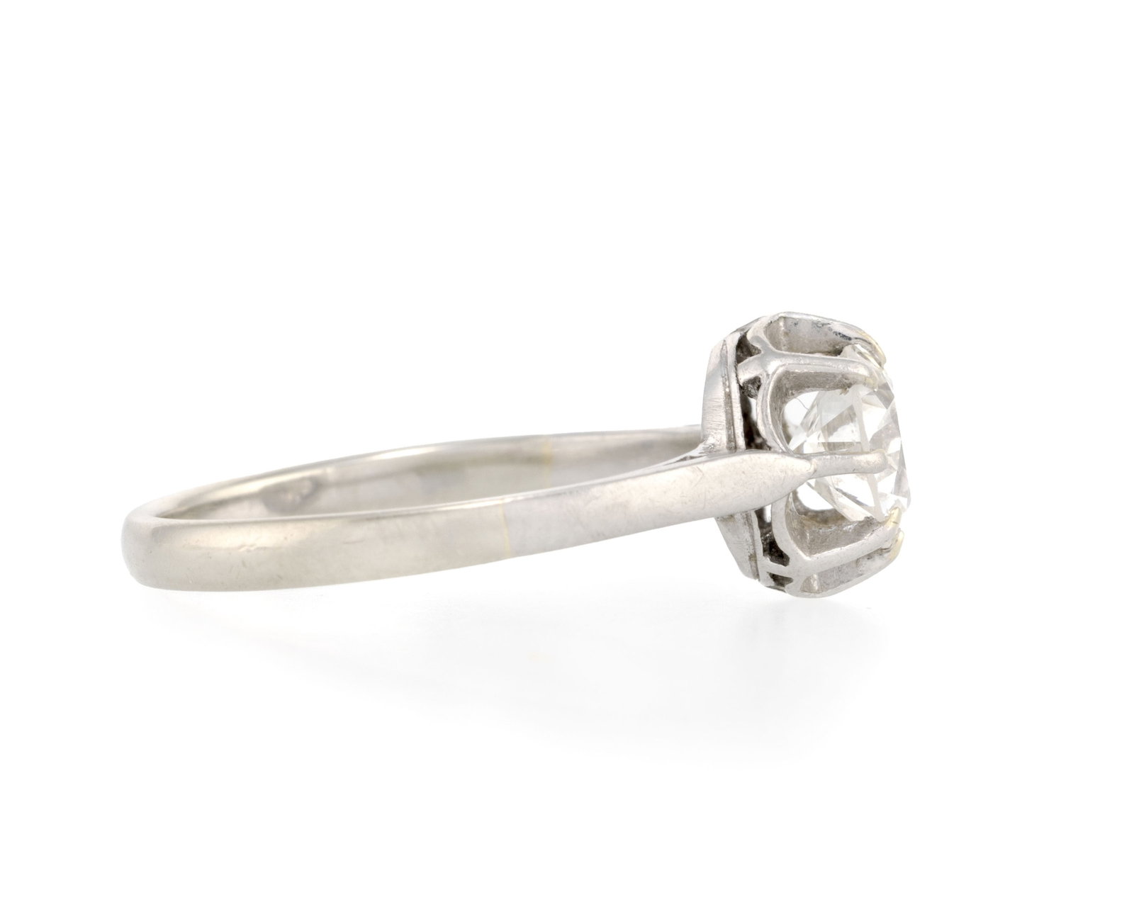 Solitaire or gris 750 serti d'un diamant taille brillant (env. 0.80 ct), doigt 52-12 - 2