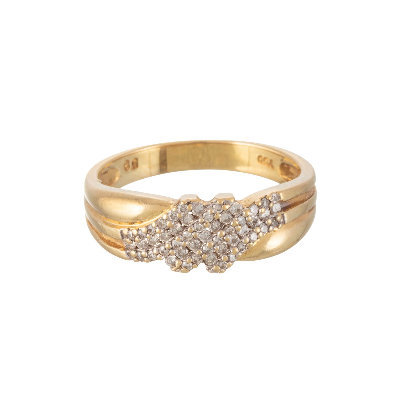 Bague en or 750 sertie de lignes de diamants taille brillant, doigt 58-18, 4g - 2