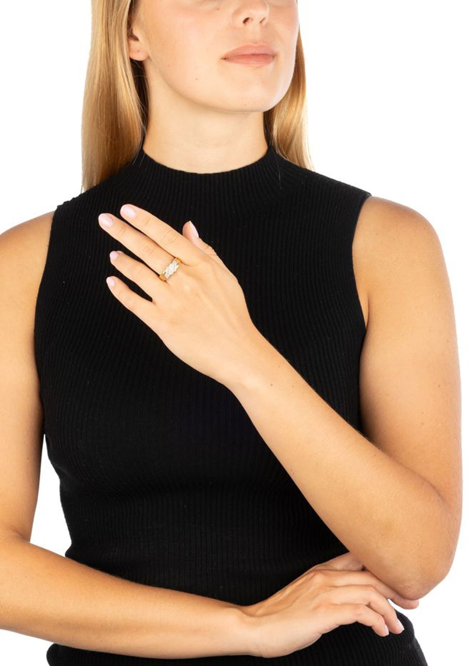 Bague en or 750 sertie de lignes de diamants taille brillant, doigt 58-18, 4g - 6