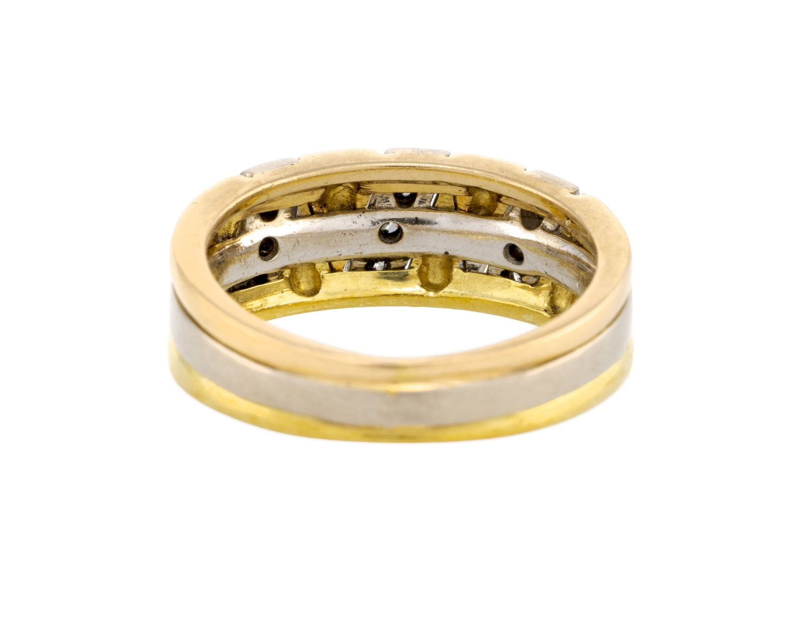 Bague 3 ors 750 sertie de lignes de diamants taille brillant, doigt 52-12, 5g - 3