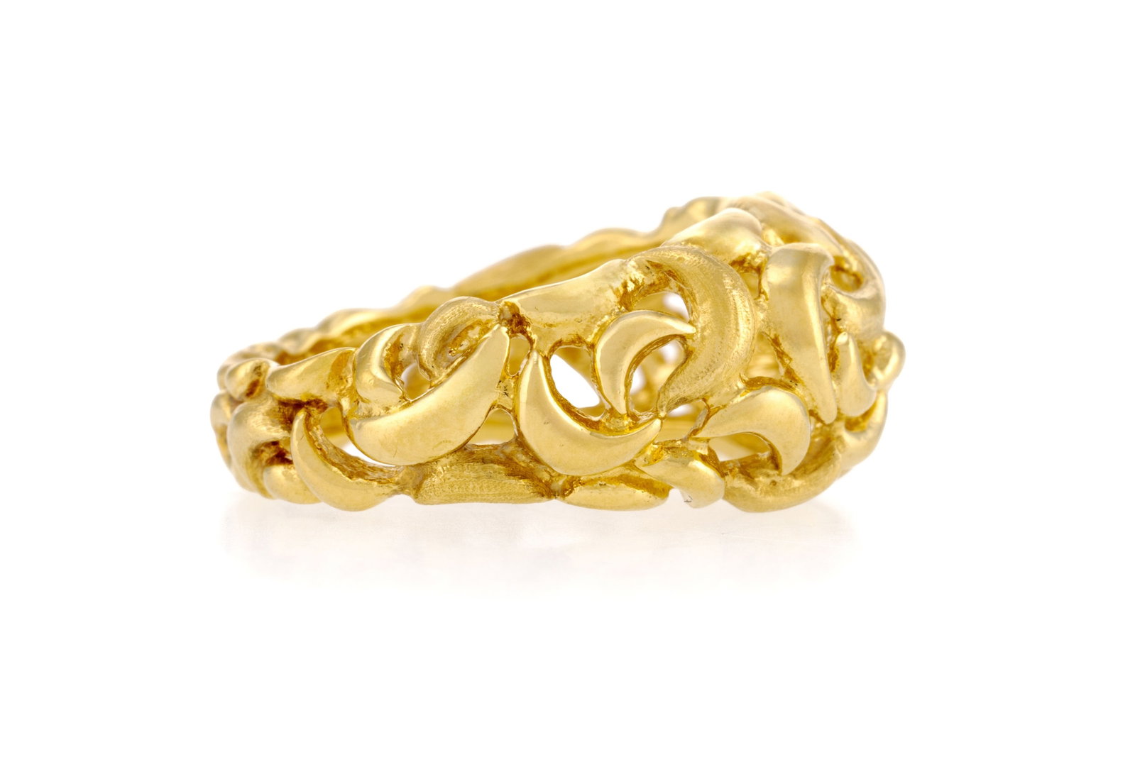 Gilbert Albert, bague or 750 texturé à motif de petits croissants de lune, signée, do - 2