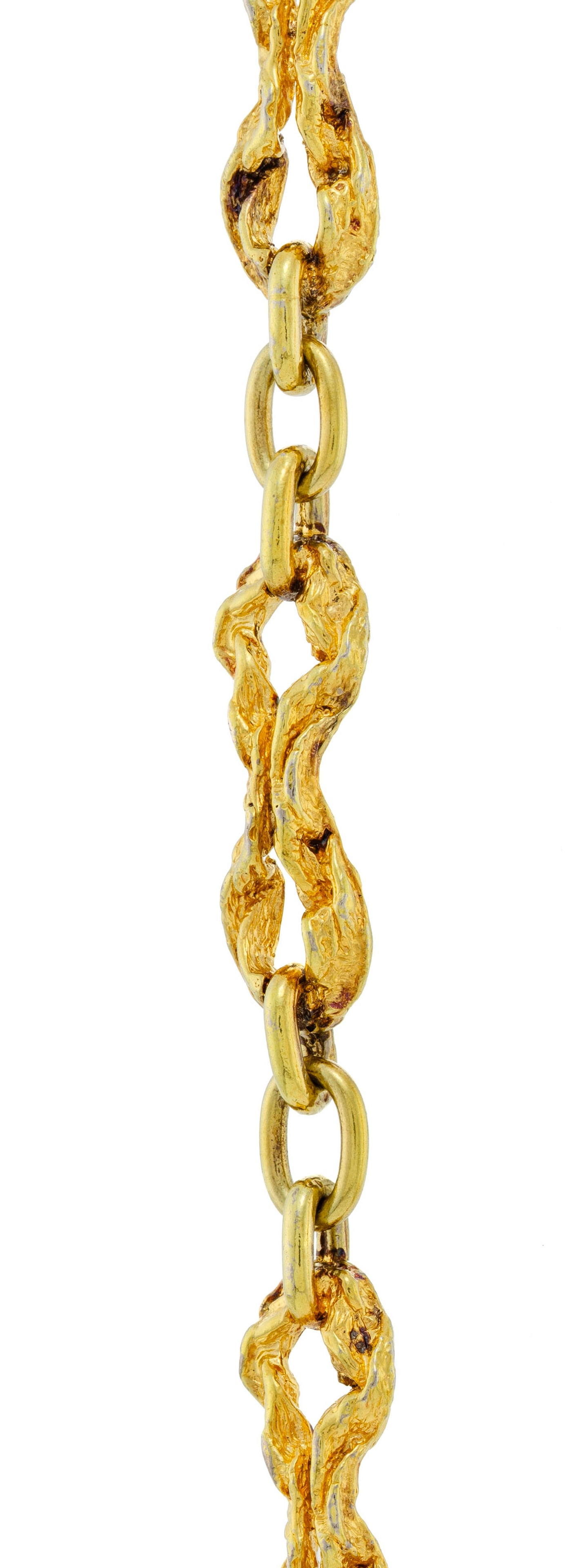 Gilbert Albert, sautoir en vermeil froissé, on joint un pendentif au design identique fabriqu&# - 3