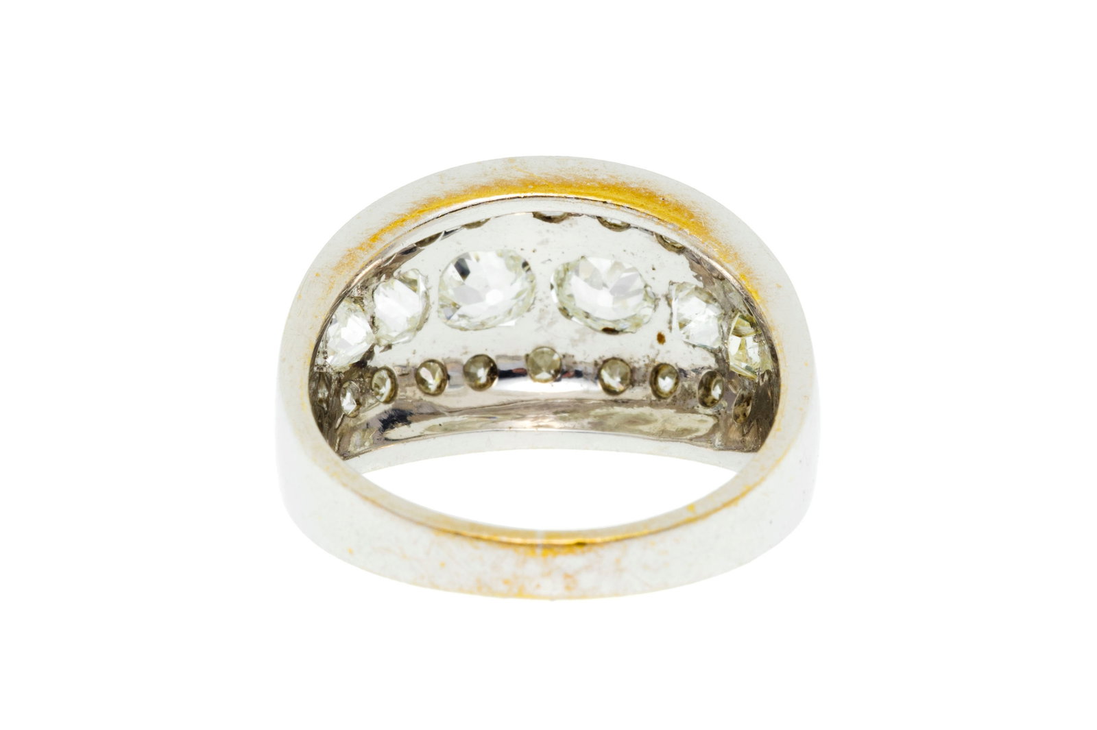 Bague or gris 750 sertie de lignes de diamants taille ancienne et 8/8, doigt 50-10, 5g - 3