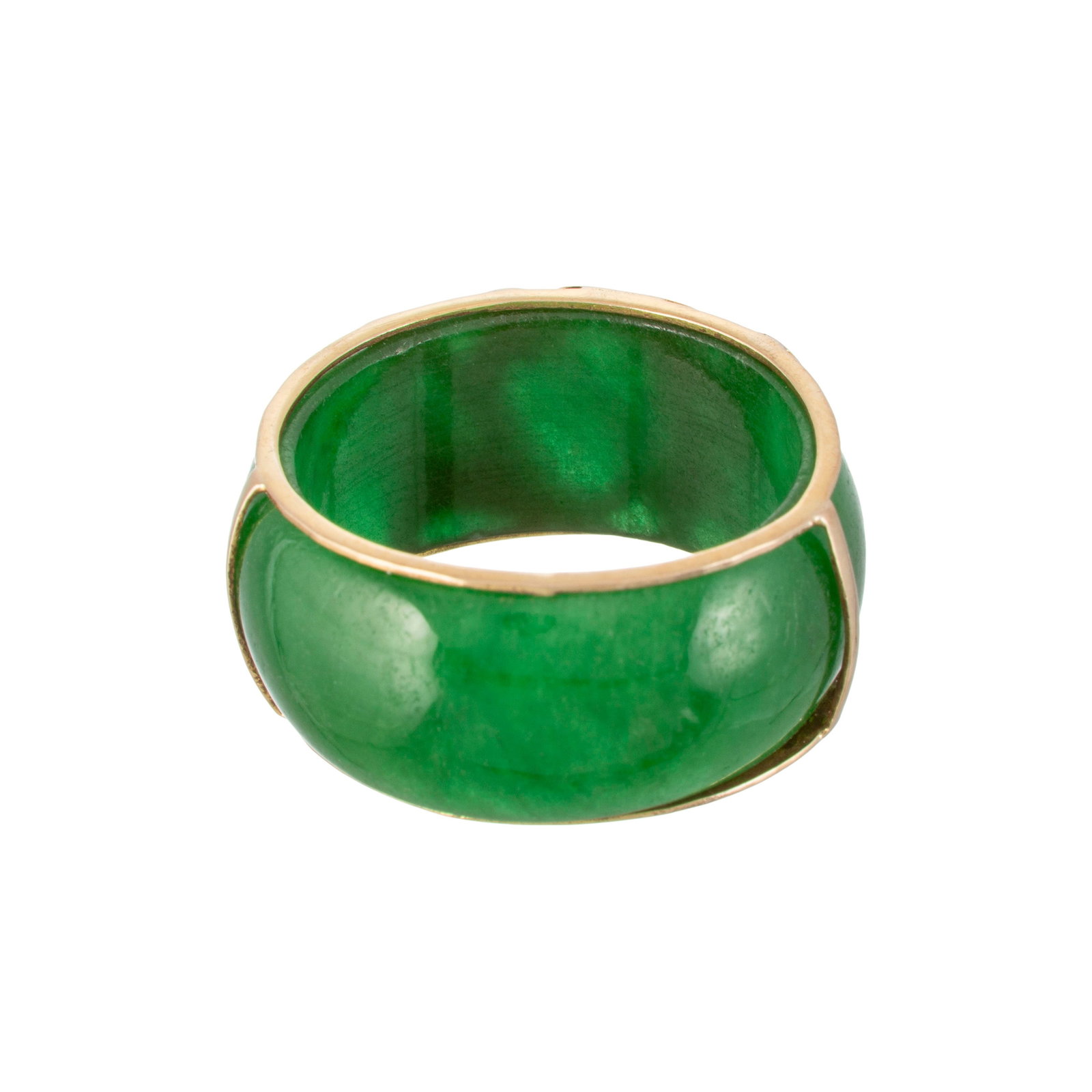 Lot composé d'une bague et d'un bracelet rigide en néphrite et or 375 ajouré à d - 7