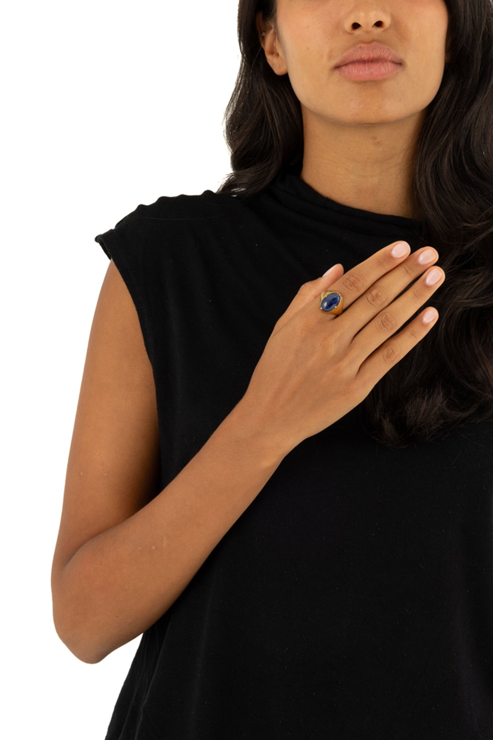 Bague or 750 sertie d'un saphir poli, doigt 58-18, 6g - 4