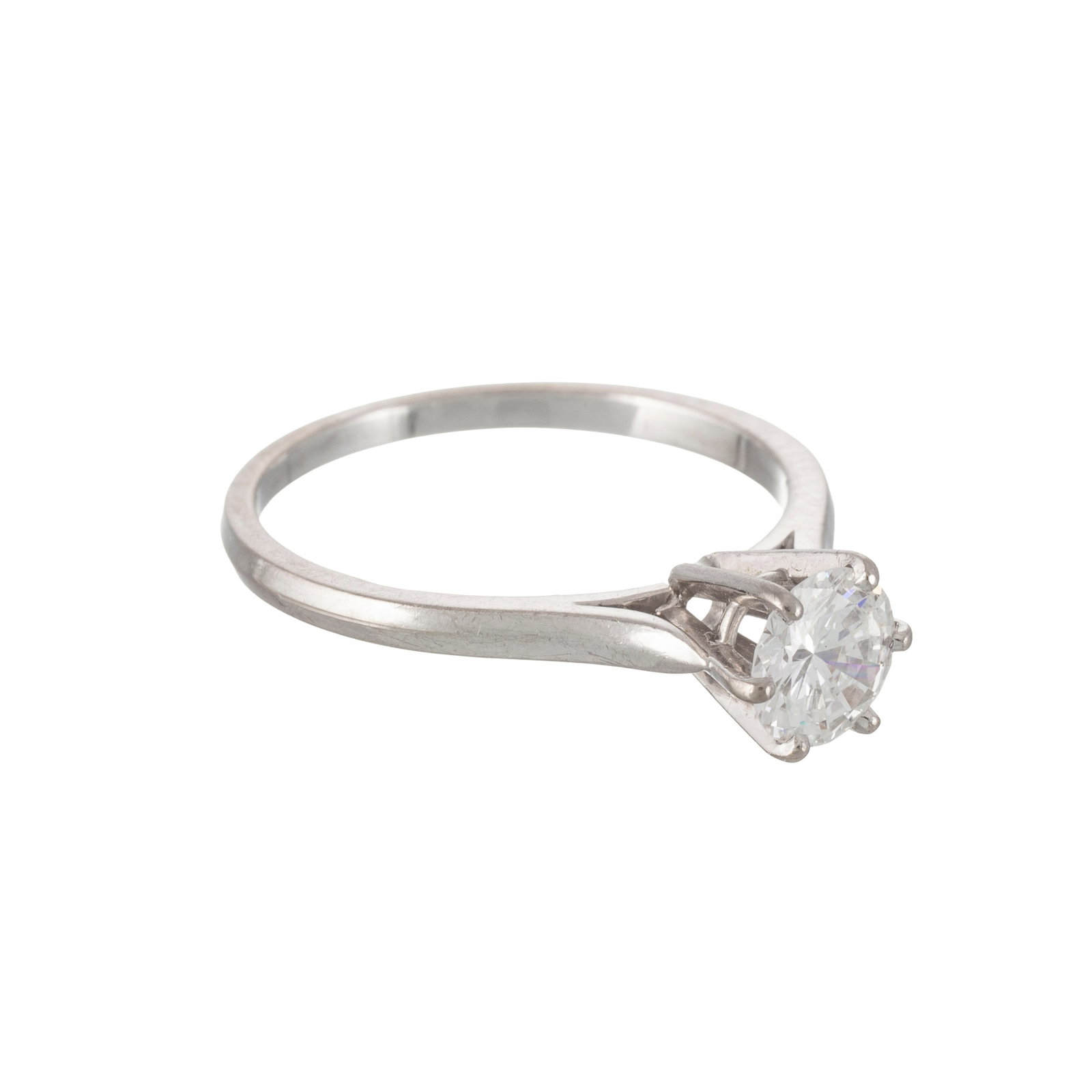 Solitaire or gris 750 serti d'un diamant taille brillant (env. 0.6 ct), doigt 51-11 - 2