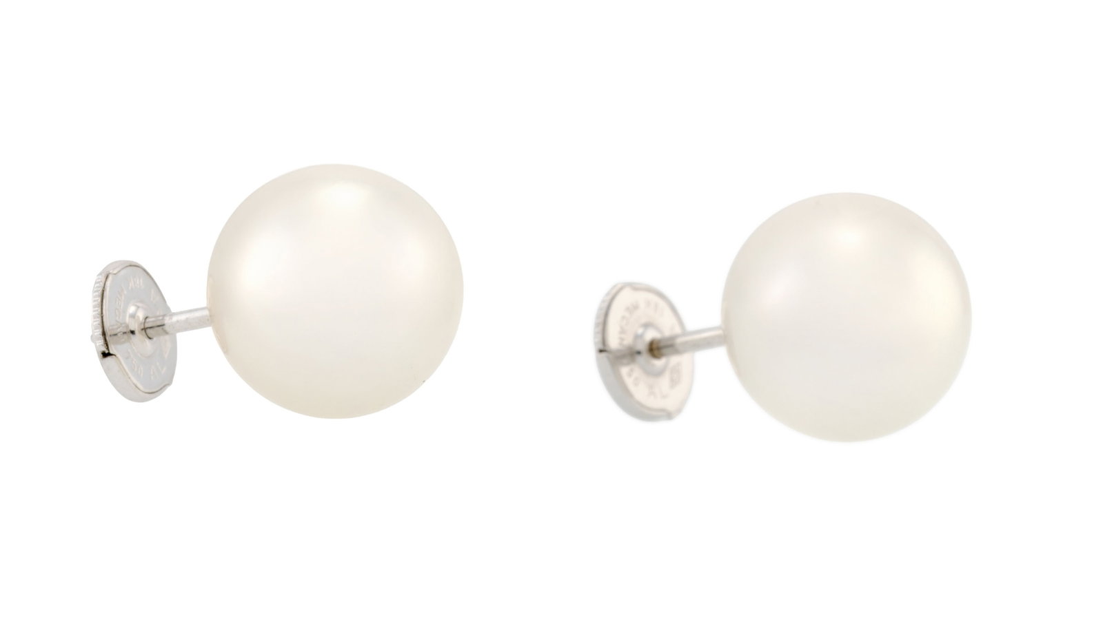 Paire de boucles d'oreilles ornées de perles de culture des Mers du Sud blanches, diamètre - 2