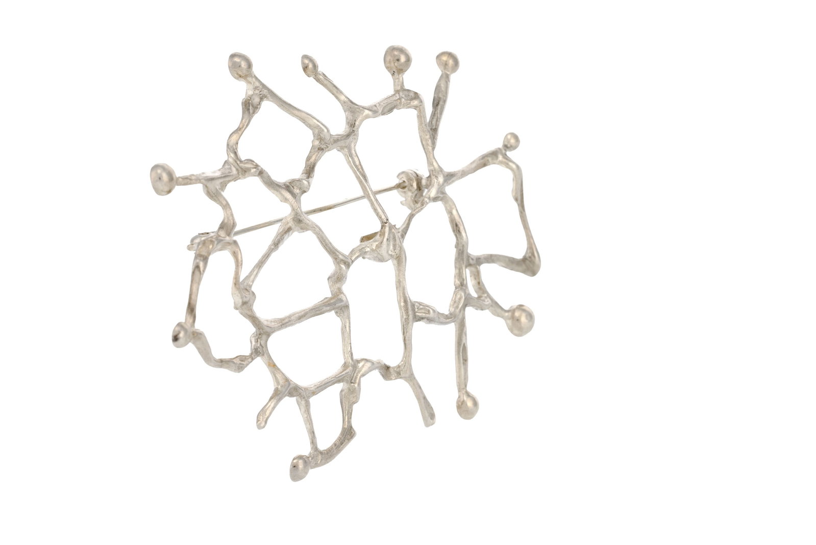 Lalaounis, broche en argent ajouré et texturé, signée, long. 8.1x5.5 cm - 2