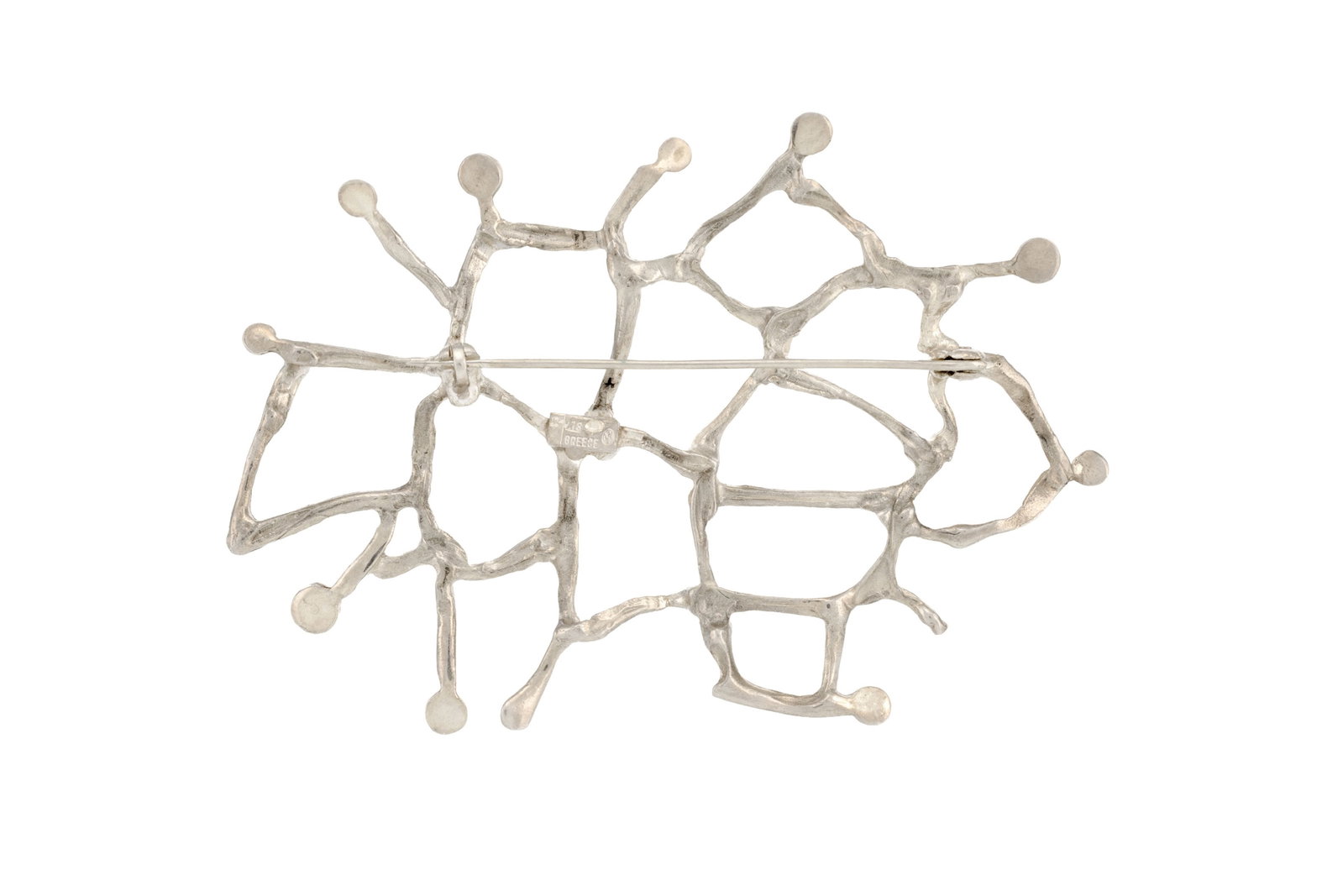 Lalaounis, broche en argent ajouré et texturé, signée, long. 8.1x5.5 cm - 3