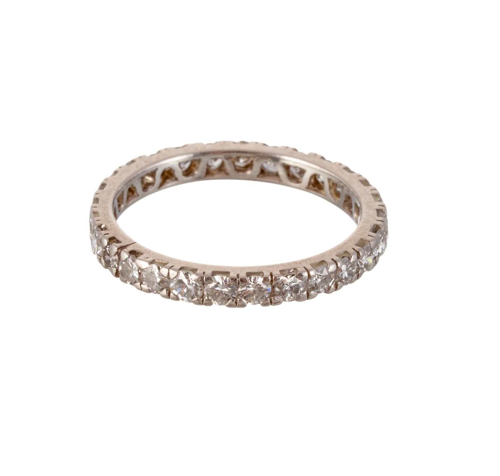 Anneau rivière en platine serti de diamants taille brillant, doigt 51-11 - 2