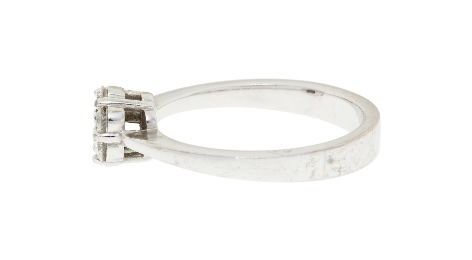 Bague fleur or gris 750 sertie de diamants taille brillant, doigt 56-16, 5g - 2