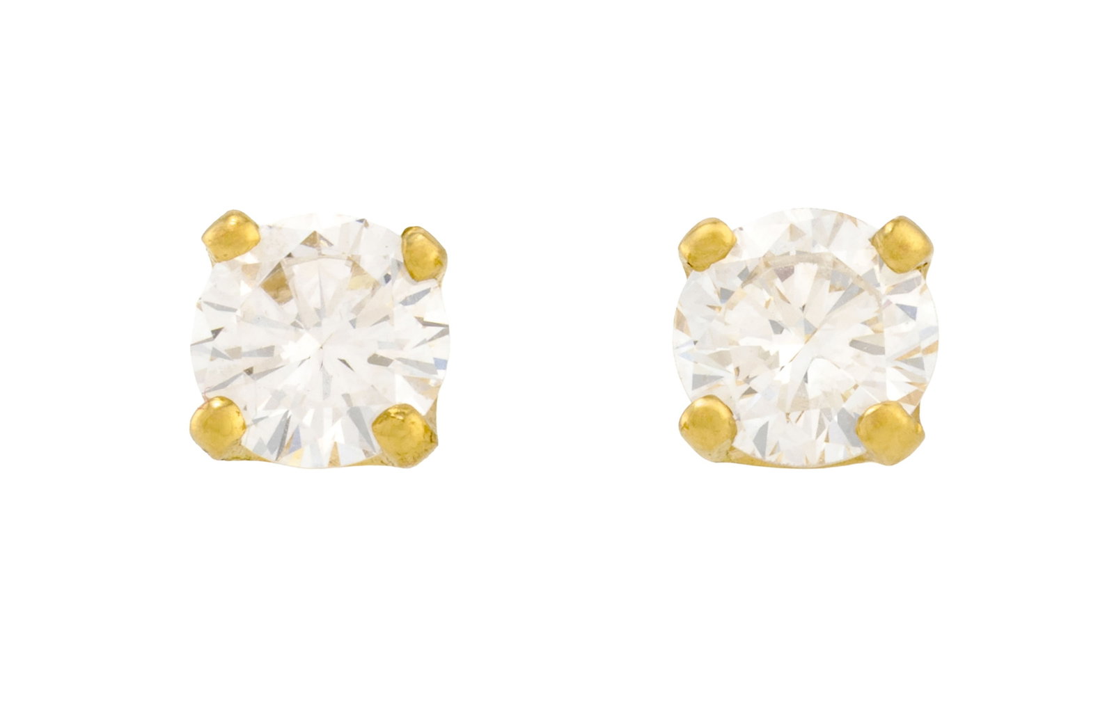 Paire de clous d’oreilles en or 750 sertis de deux diamants taille brillant (env. 0.3 ct chacu - 2